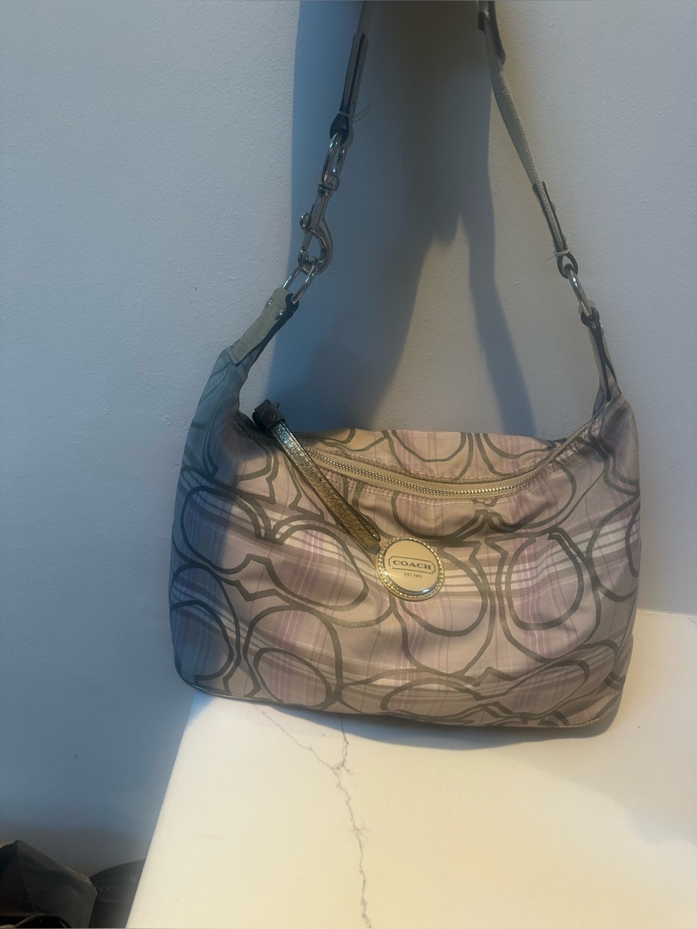 Coach Vintage plaid bag 2011 - some wear on bottom of bag and inside by zipper